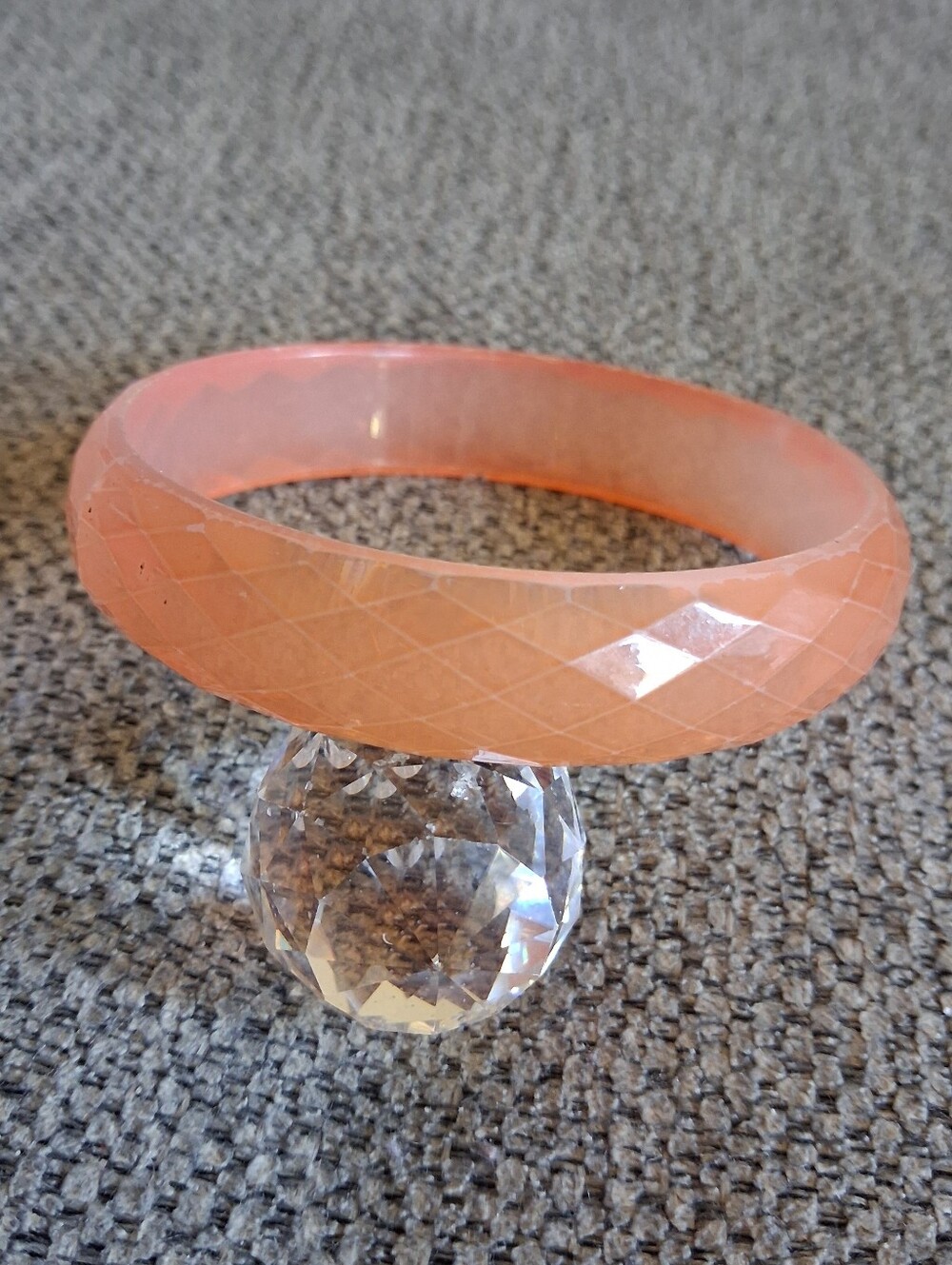 Peach Faceted Resin Bangle Bracelet - Unbranded